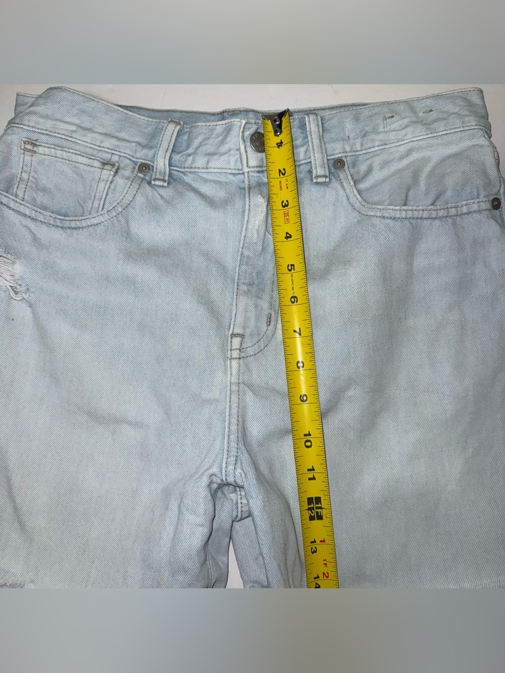 MADEWELL Jean Shorts Women 28 The 90s Mid-Length Denim Raw Hem NQ236 - Picture 5 of 6